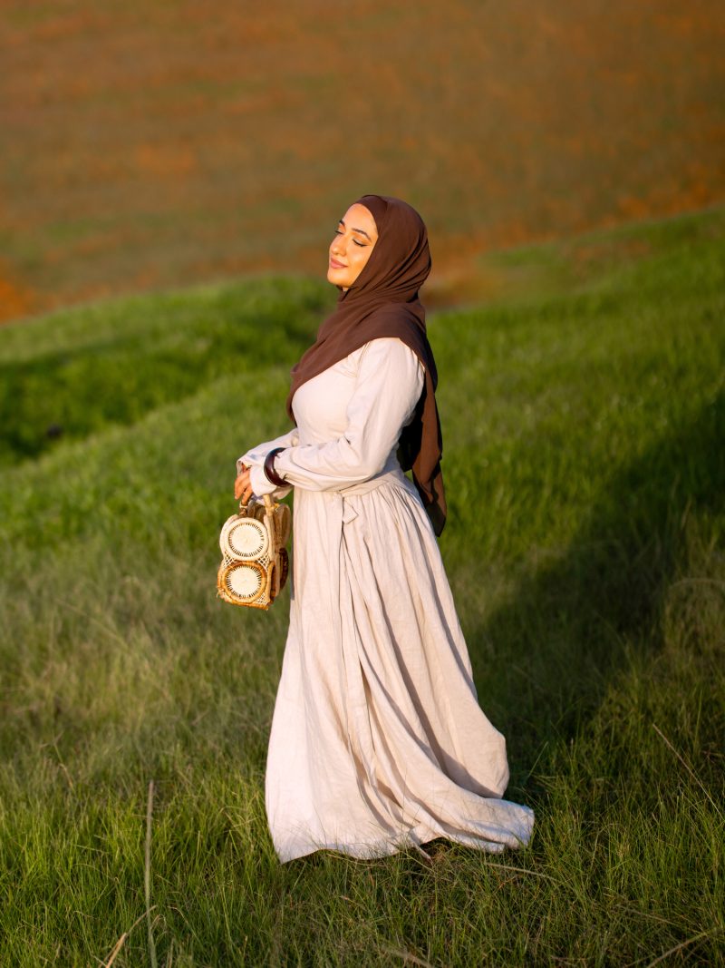 Earth-Tone Belted Abaya-Style Dress - Nooreah Product Earth-Tone Belted Abaya-Style Dress - Nooreah Product