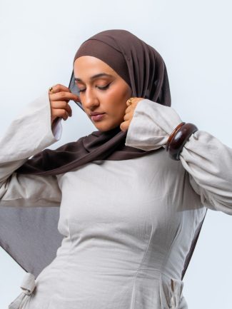 Earth-Tone Belted Abaya-Style Dress - Nooreah Product