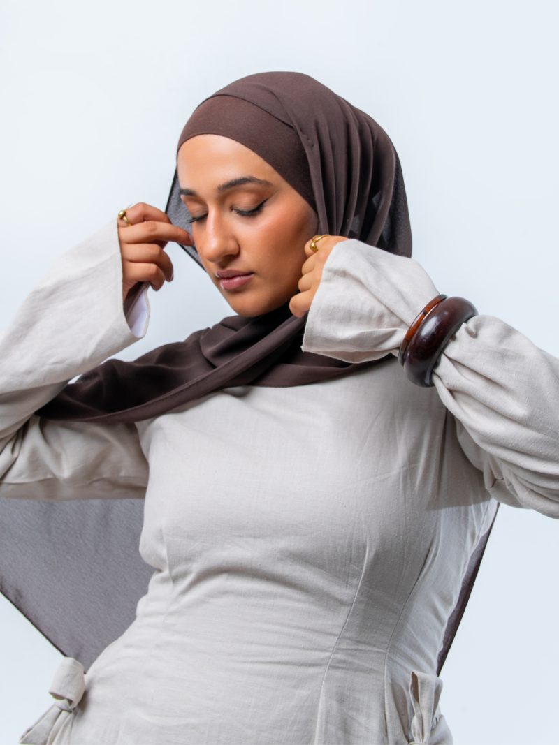 Earth-Tone Belted Abaya-Style Dress - Nooreah Product Earth-Tone Belted Abaya-Style Dress - Nooreah Product