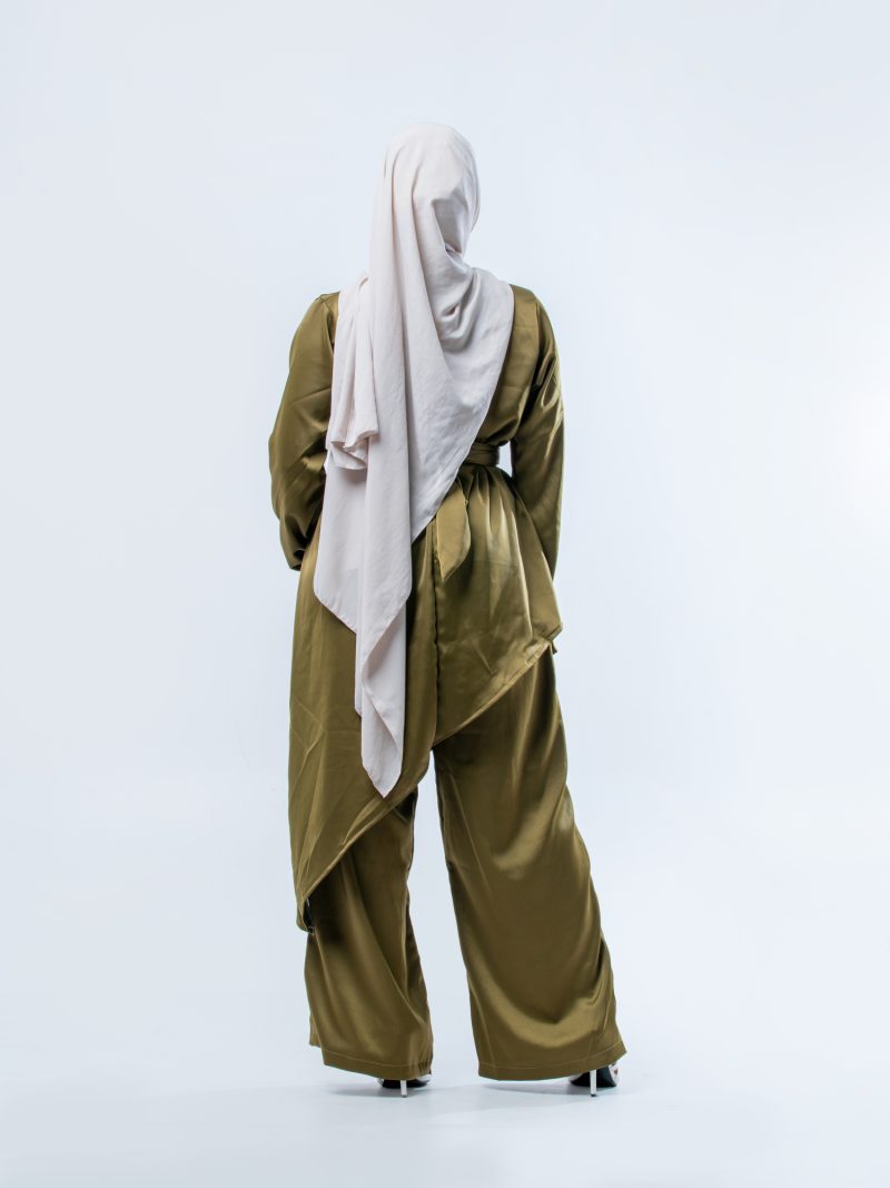 The “Aura” Olive Satin Coord Set - Nooreah Product The “Aura” Olive Satin Coord Set - Nooreah Product